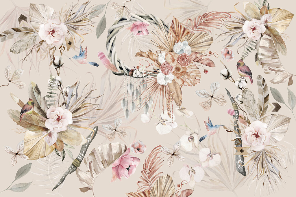 Floral pattern with birds and flowers Floral pattern with birds and flowers