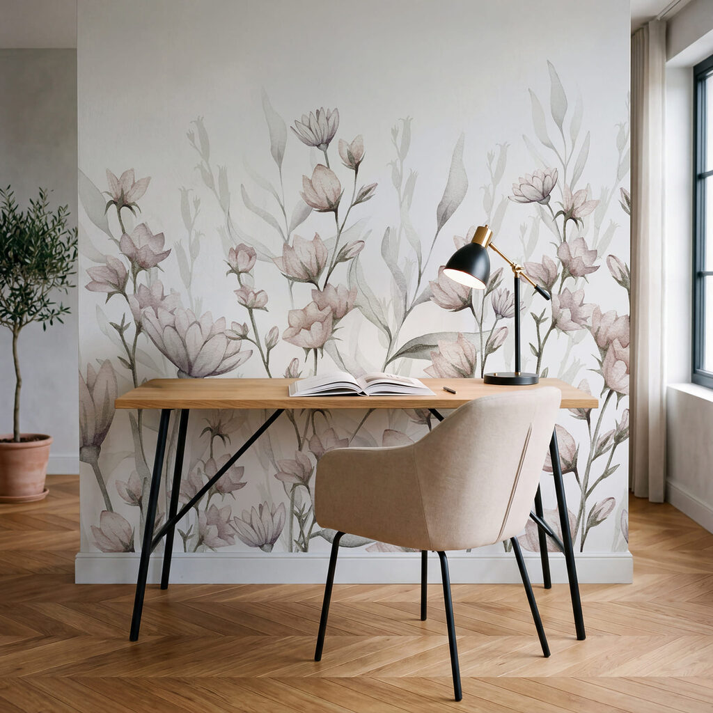 Gemälde mit Blumen und Blättern Gemälde mit Blumen und Blättern