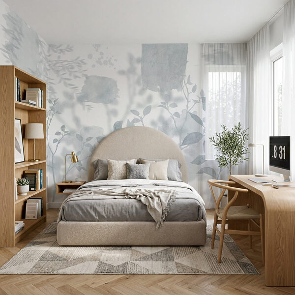 Weißer und grauer Hintergrund mit Blättern und Pinselstrichen Weißer und grauer Hintergrund mit Blättern und Pinselstrichen
