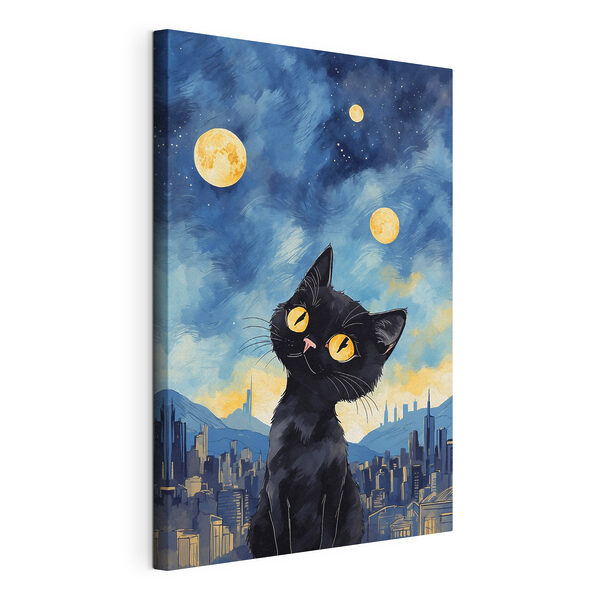 Wandbilder Eine Katze, die zum Mond aufschaut (Artikelnummer: s38861) Wandbilder Wandbilder Eine Katze, die zum Mond aufschaut (Artikelnummer: s38861)