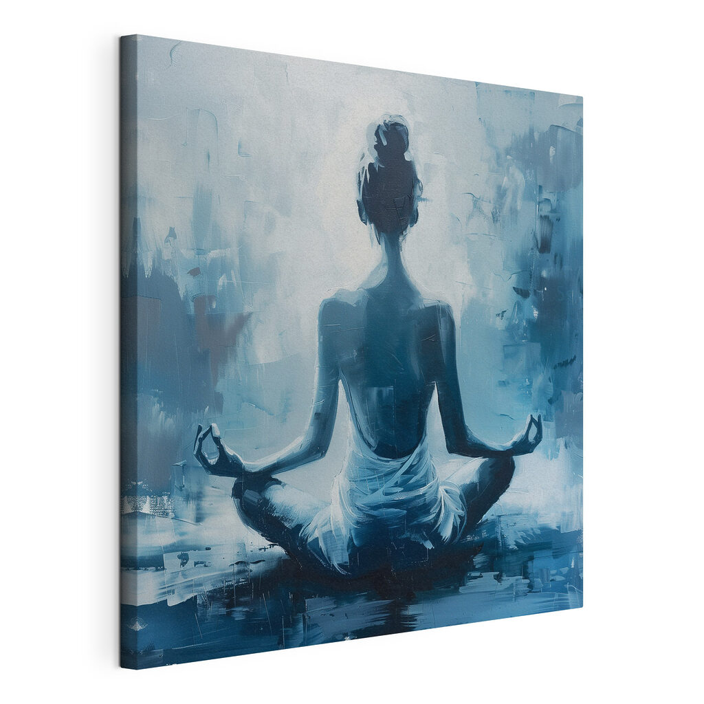 A painting of a woman sitting in a lotus pose A painting of a woman sitting in a lotus pose
