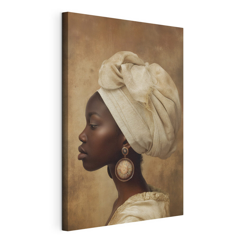 A woman wearing a head wrap