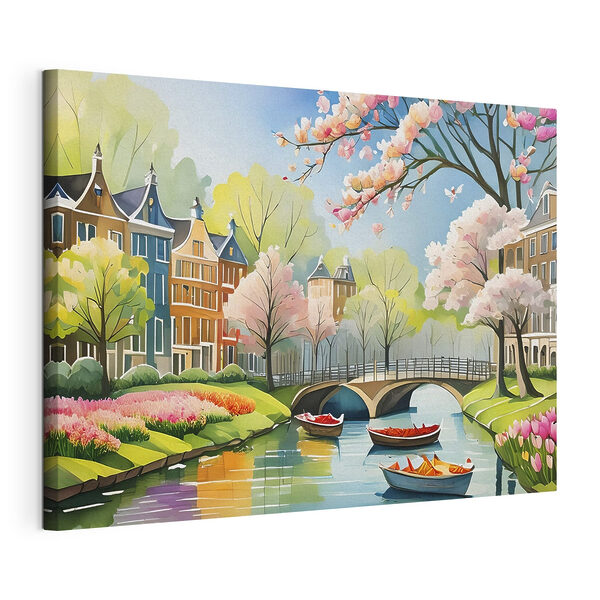 Wandbilder Ein Gemälde eines Flusses mit Booten, einer Brücke und Bäumen (Artikelnummer: s39301) Wandbilder Wandbilder Ein Gemälde eines Flusses mit Booten, einer Brücke und Bäumen (Artikelnummer: s39301)