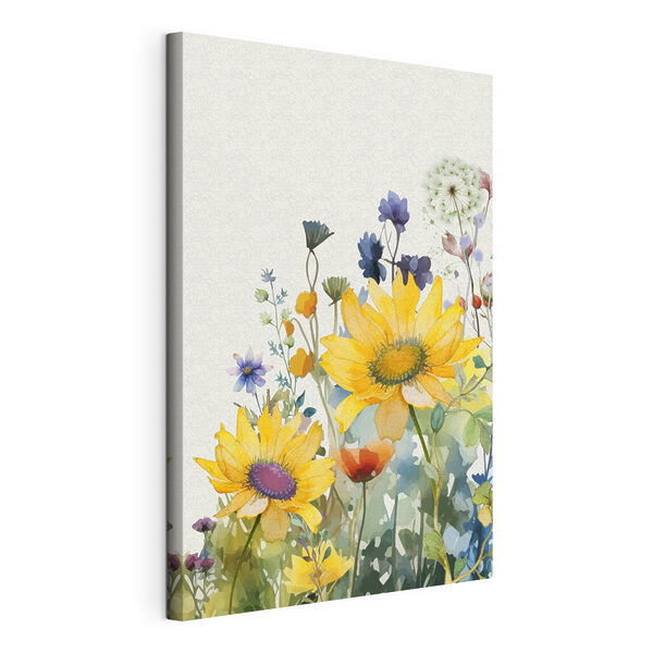 Wandbilder Ein Gemälde mit Blumen und Pflanzen