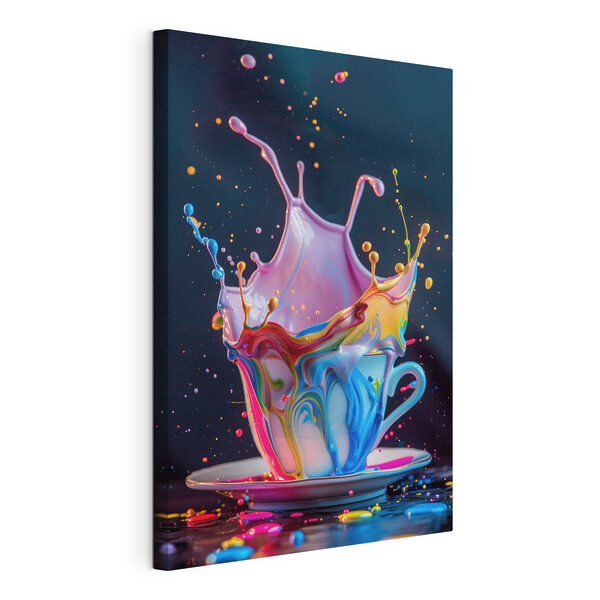 Wandbilder Eine bunte Flüssigkeit spritzt in eine Tasse (Artikelnummer: s39218) Wandbilder Wandbilder Eine bunte Flüssigkeit spritzt in eine Tasse (Artikelnummer: s39218)