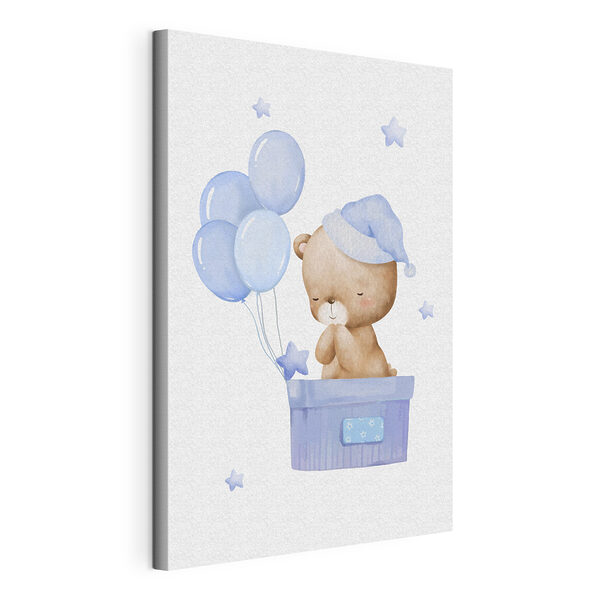 Wandbilder Wandbilder Ein Teddybär in einer Schachtel mit Luftballons (Artikelnummer: s37918v1)