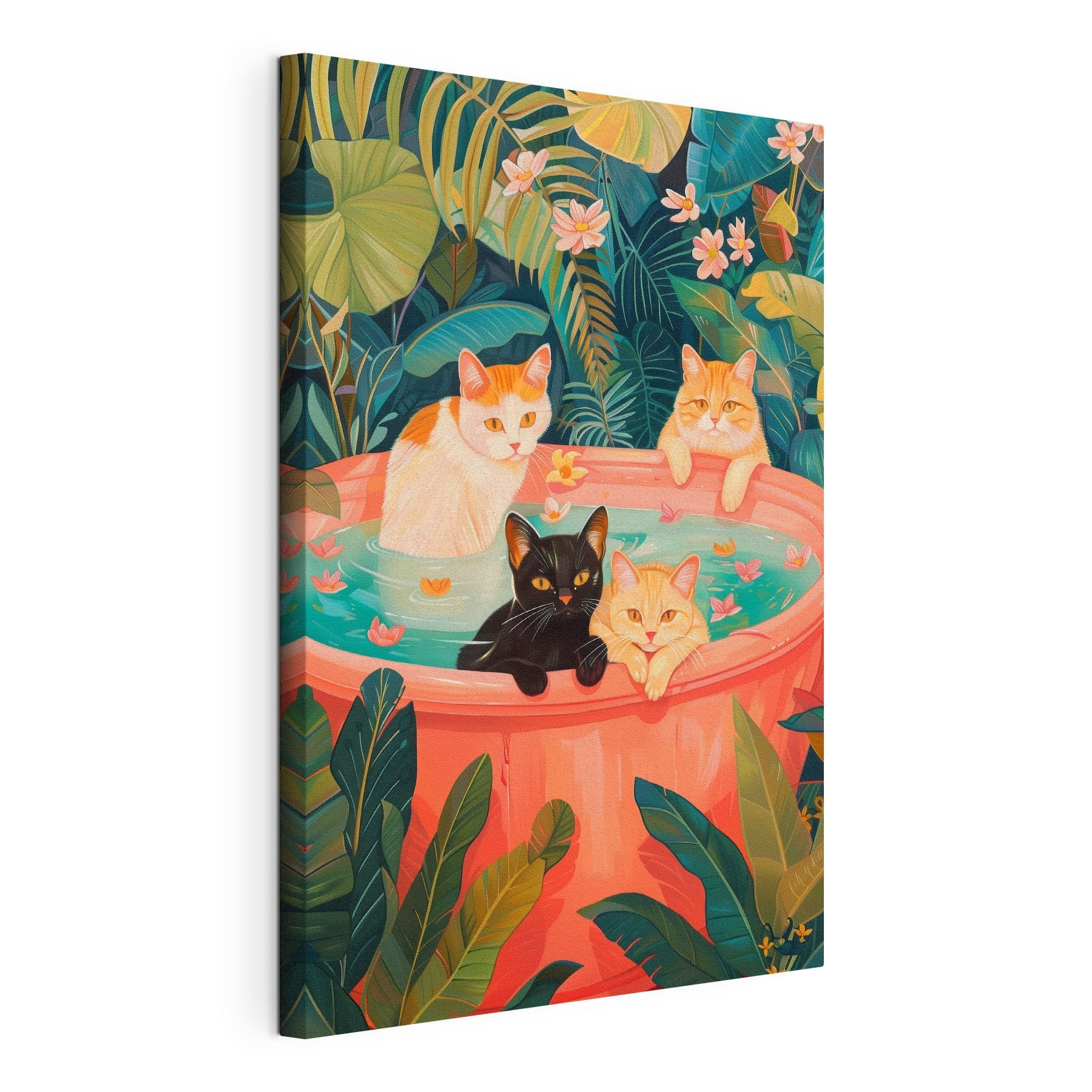 Cats in a tub of water