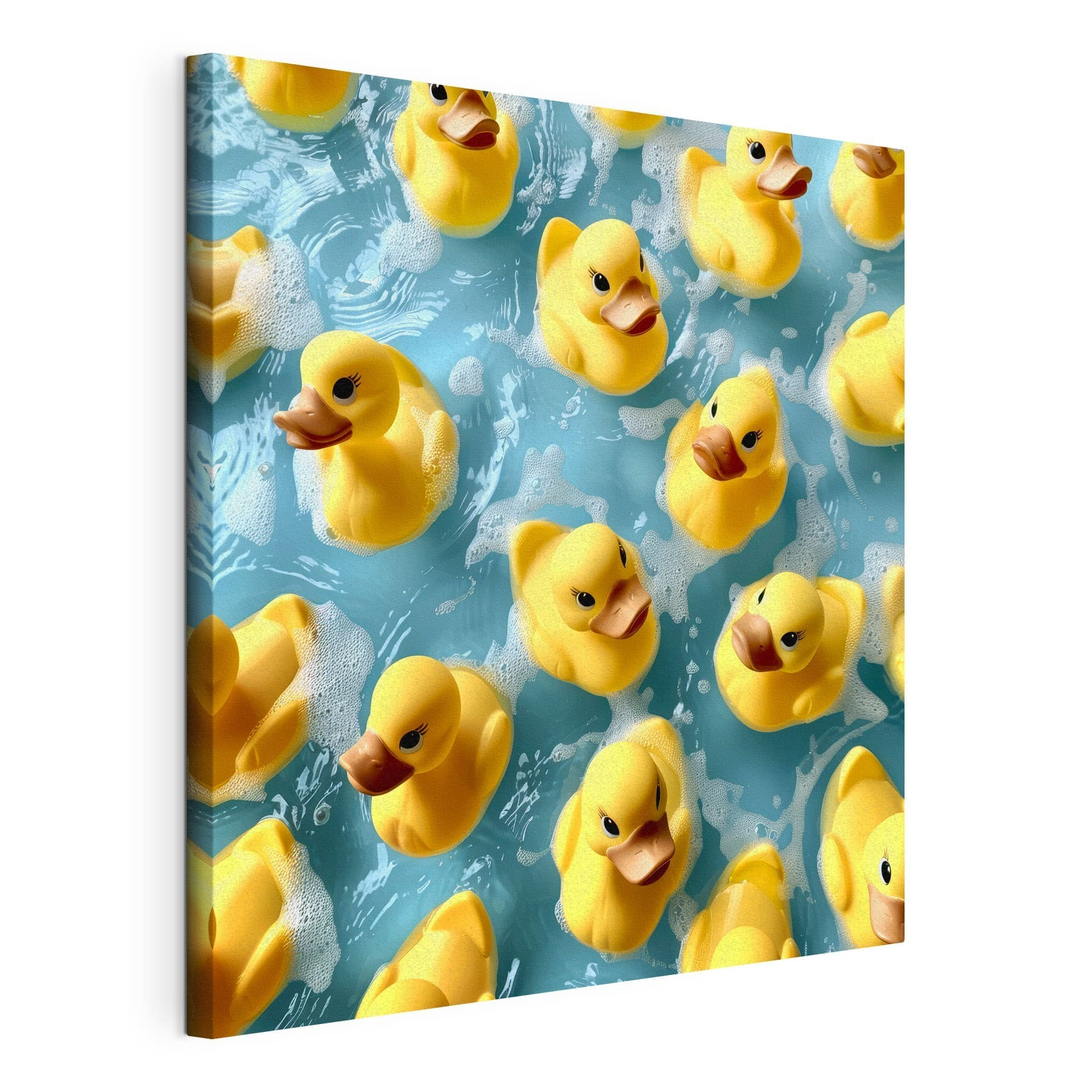 Group of yellow rubber ducks in a pool