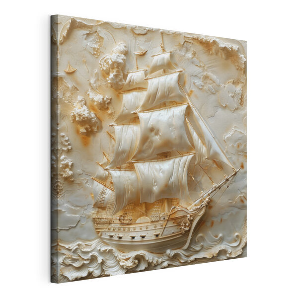 Geschnitztes Schiff mit Segeln Wandbilder Geschnitztes Schiff mit Segeln