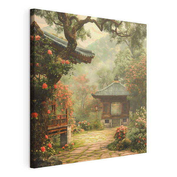 Wandbilder Wandbilder Garten mit einem Pavillon und Bäumen (Artikelnummer: s39773)