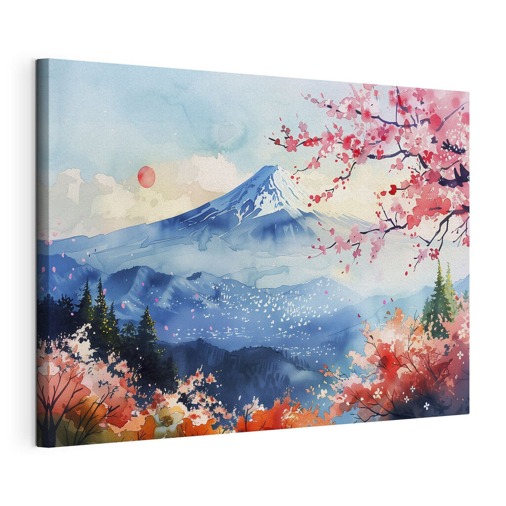 Watercolor of a mountain with a snowy peak