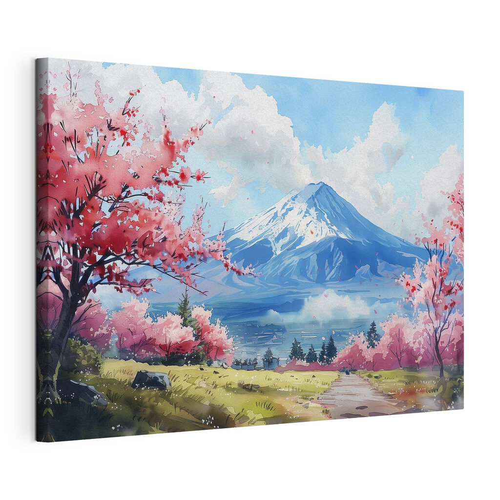 Mount Fuji with pink flowers Mount Fuji with pink flowers