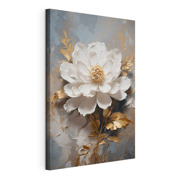 Wandbilder Weiße Blüte mit metallischen Blättern (Artikelnummer: s39865) Wandbilder Wandbilder Weiße Blüte mit metallischen Blättern (Artikelnummer: s39865)