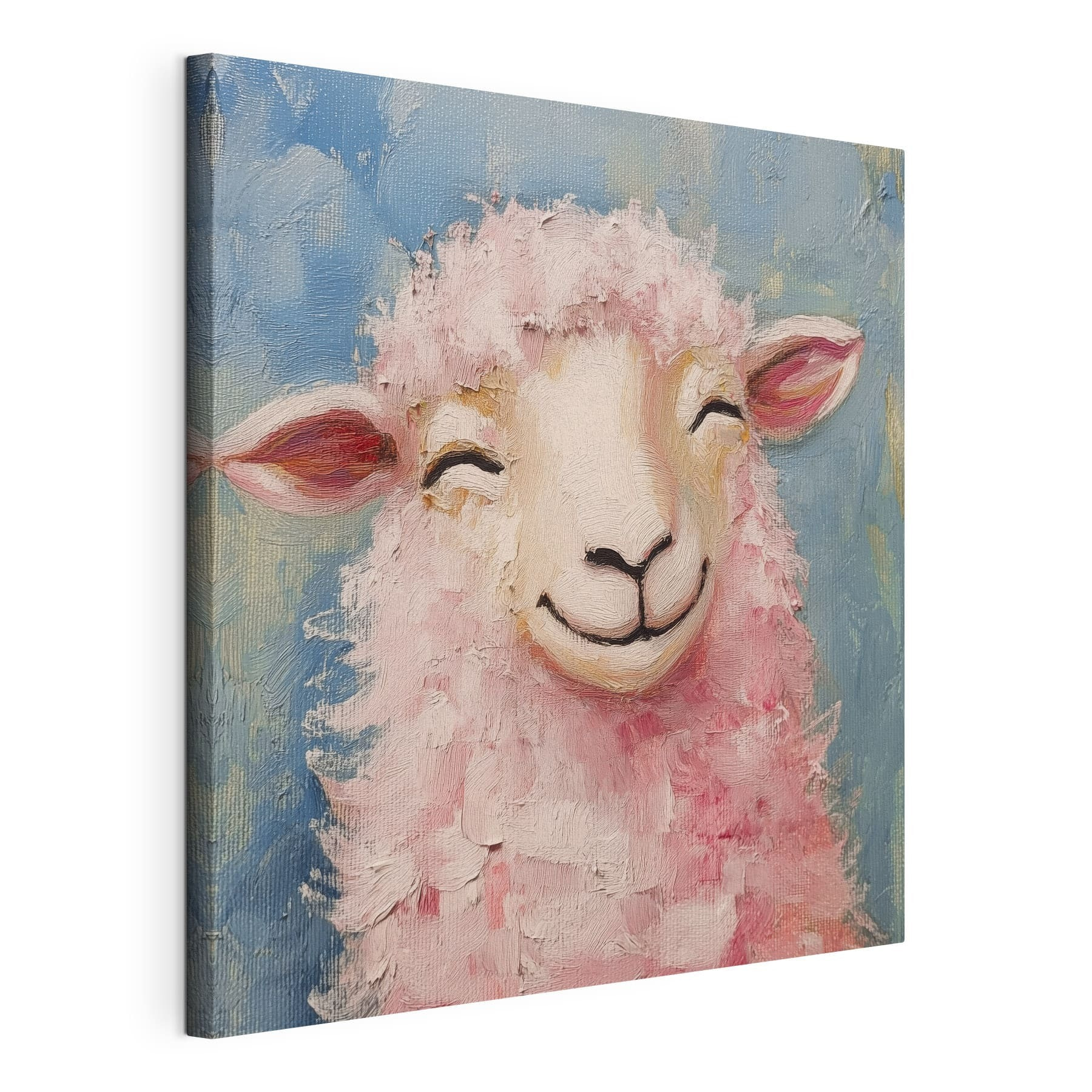 Painting of a pink sheep