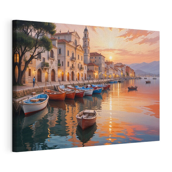 Boote auf dem Wasser mit Gebäuden im Hintergrund Wandbilder Boote auf dem Wasser mit Gebäuden im Hintergrund