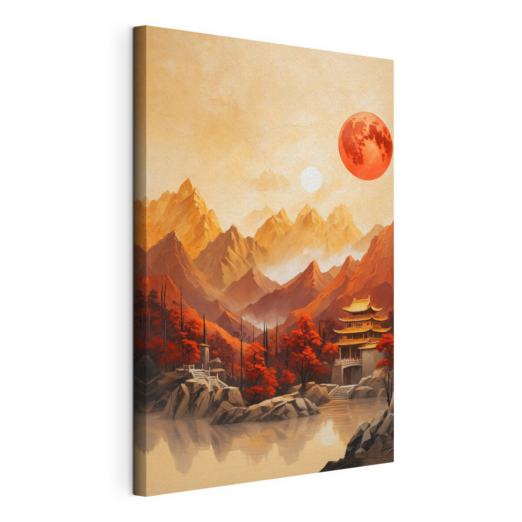 Painting of a temple in the mountains Painting of a temple in the mountains