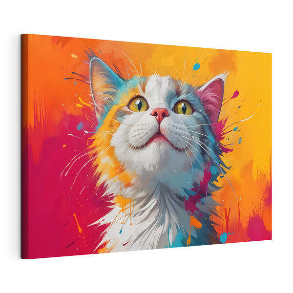 Wandbilder Wandbilder Katze mit bunten Farbspritzern (Artikelnummer: s40547)