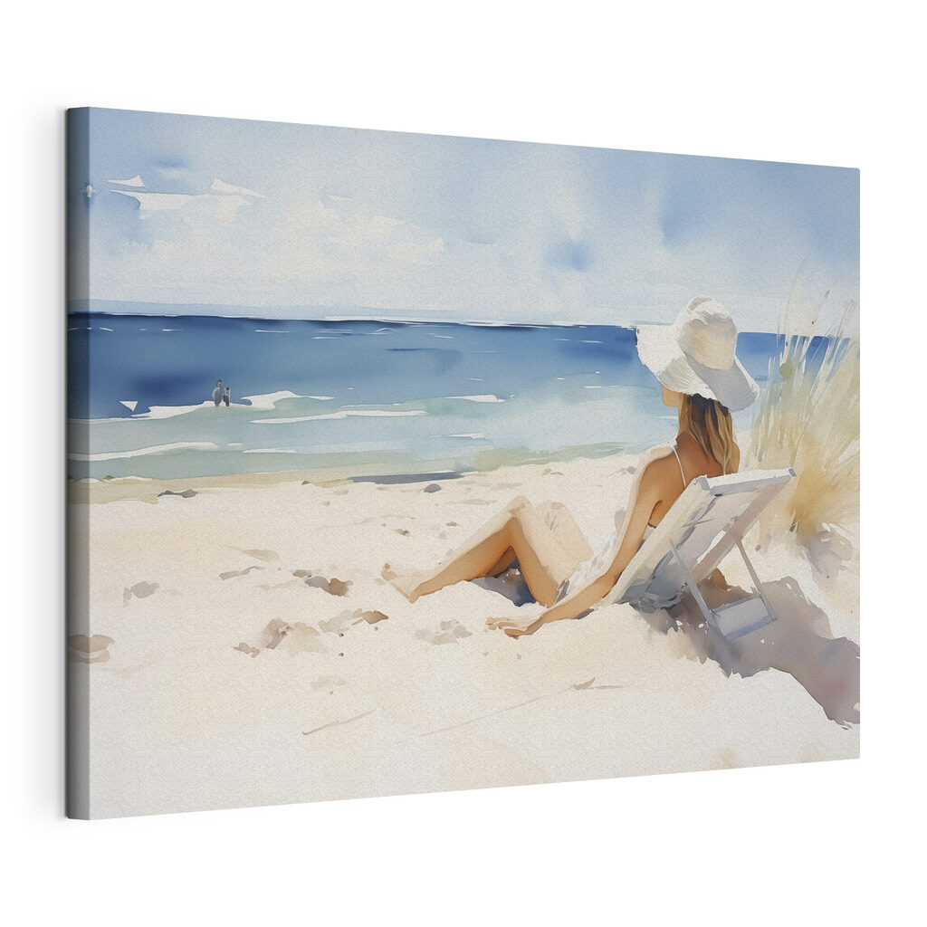 Woman sitting in a chair on a beach Woman sitting in a chair on a beach