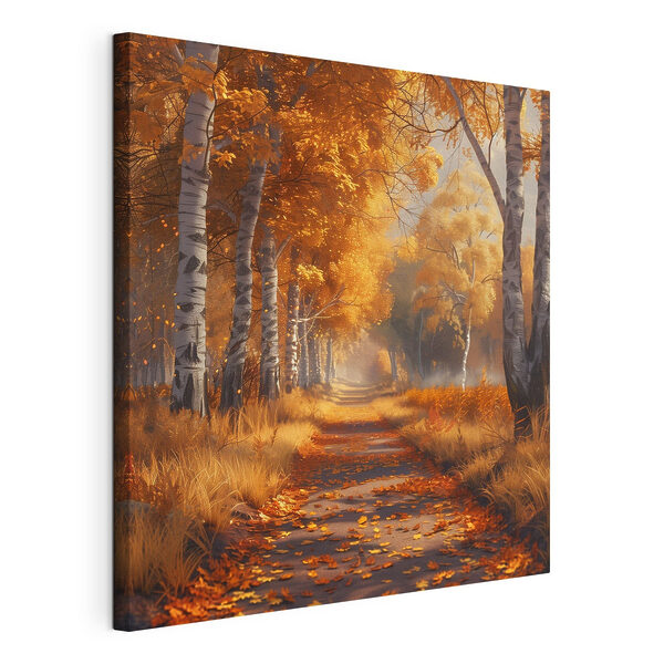 Wandbilder Weg mit orangefarbenen Blättern auf ihm