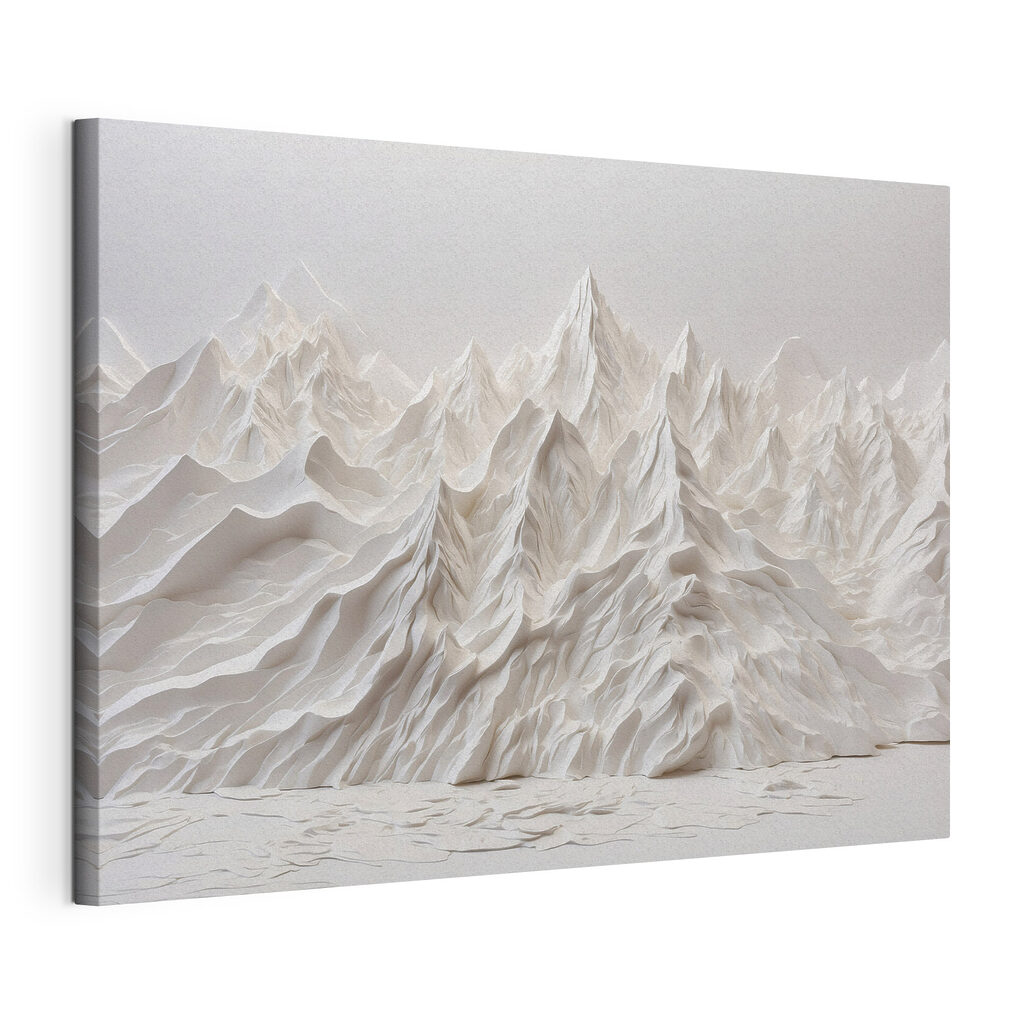 White mountain range with snow
