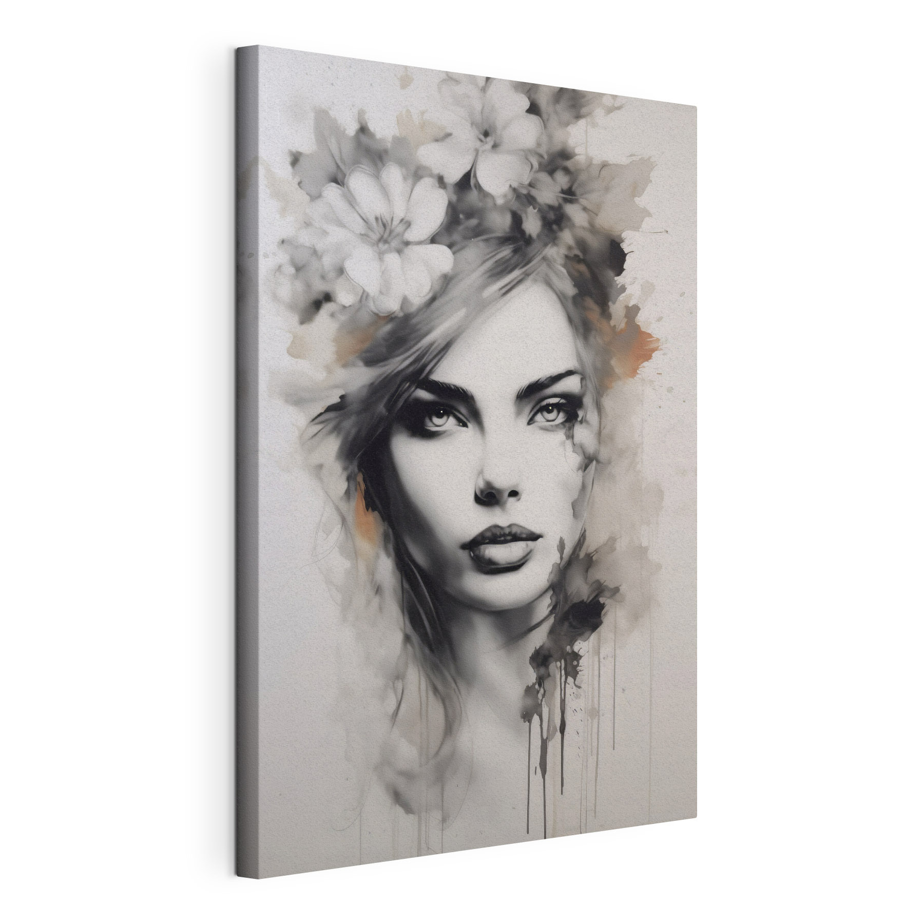 Painting of a woman with flowers in her hair