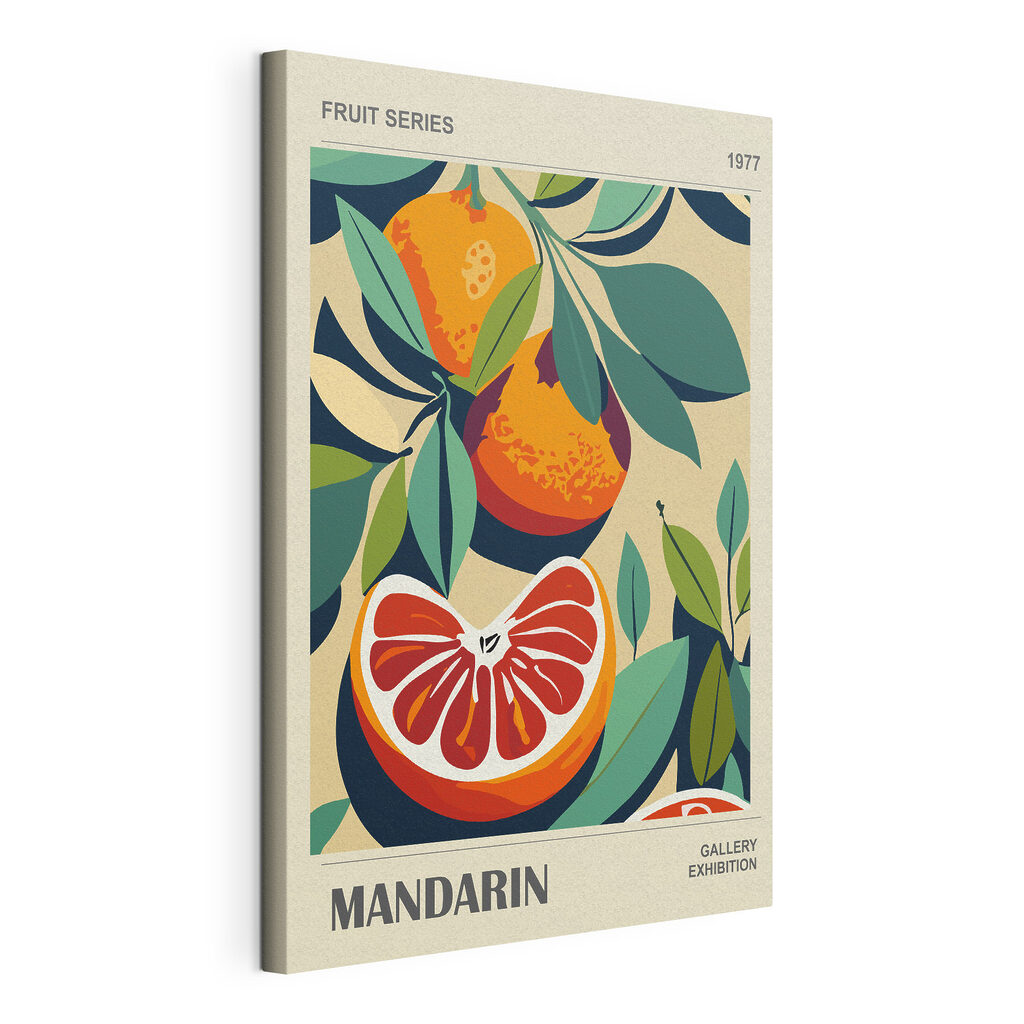 A poster of oranges and leaves A poster of oranges and leaves