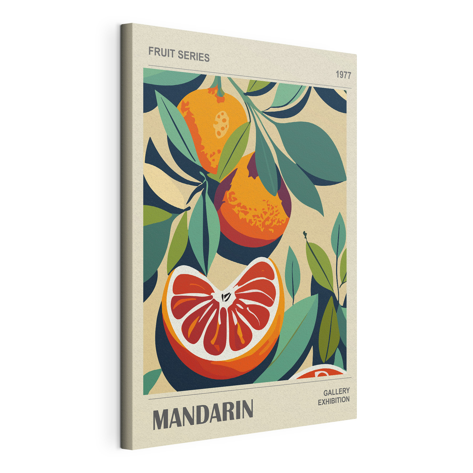 A poster of oranges and leaves A poster of oranges and leaves