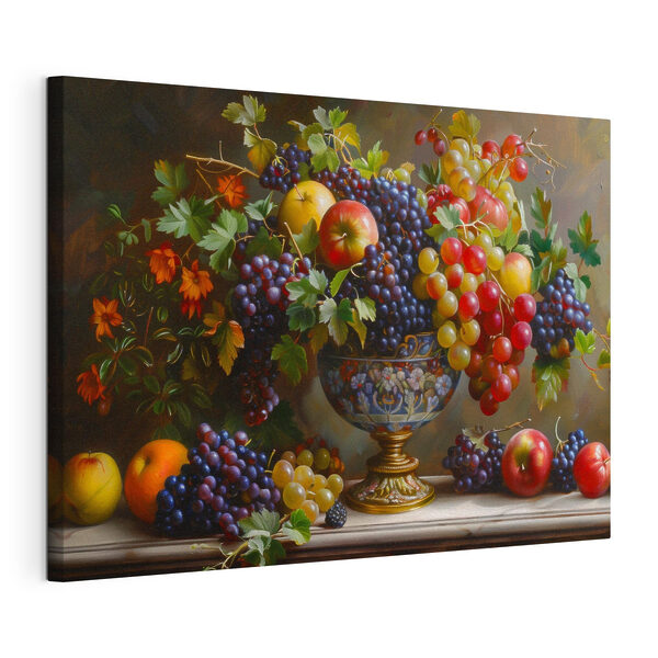 Wandbilder Ein Gemälde mit Obst in einer Vase
