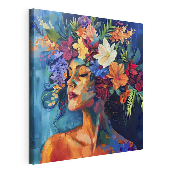 Ein Gemälde einer Frau mit Blumen im Haar Wandbilder Ein Gemälde einer Frau mit Blumen im Haar