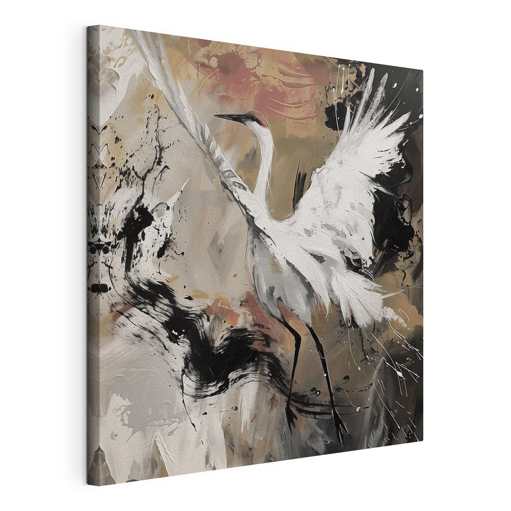Painting of a white crane Painting of a white crane