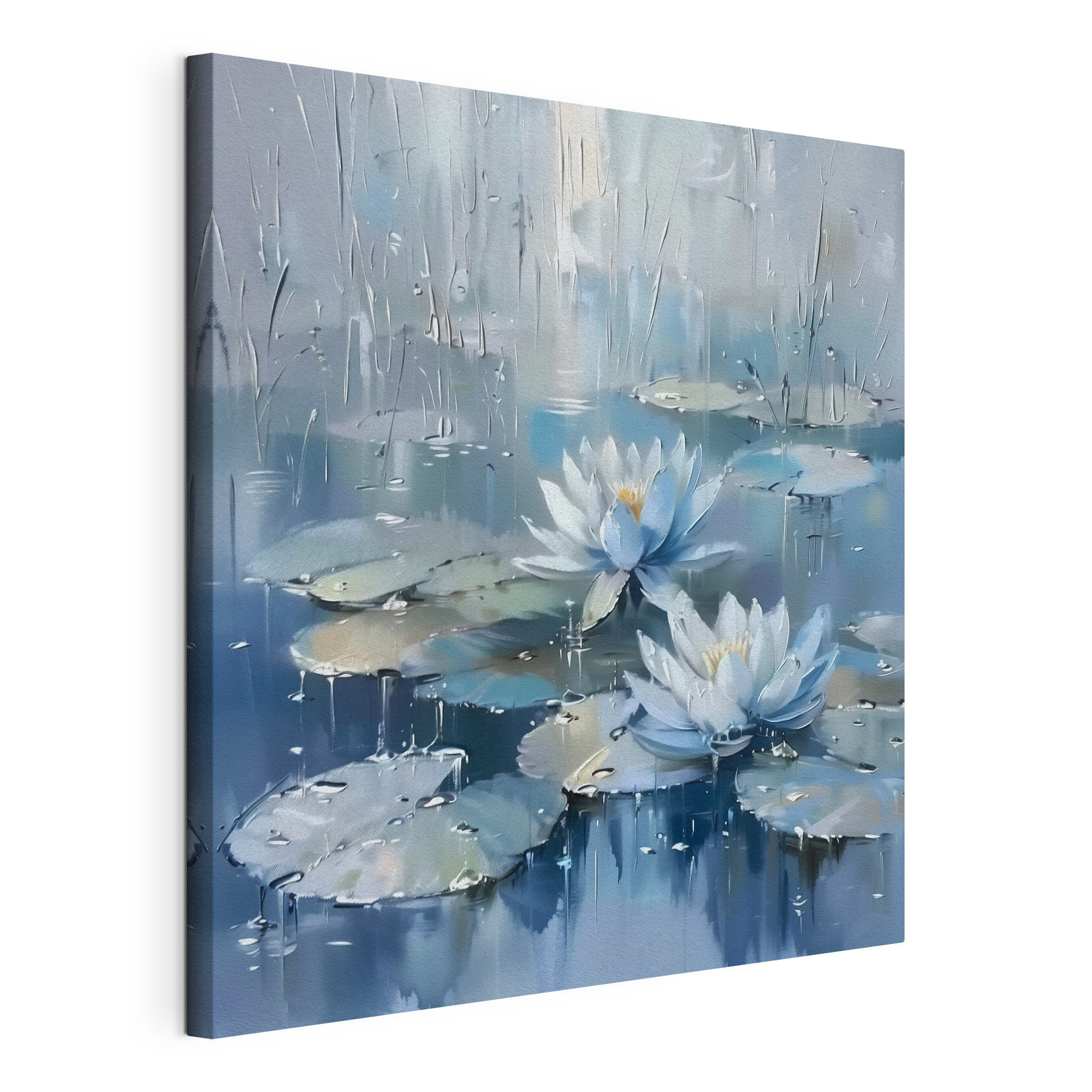 Painting of water lilies and leaves Painting of water lilies and leaves