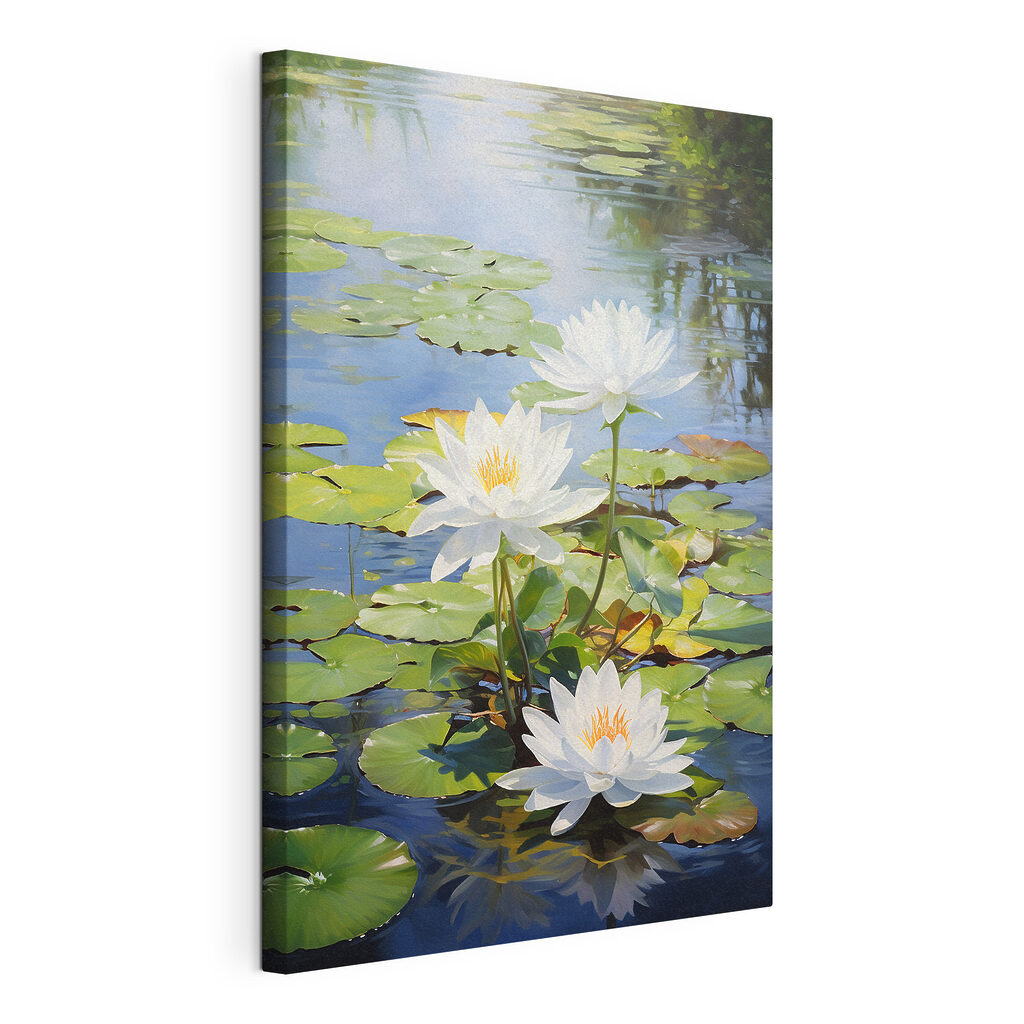 Group of white flowers in a pond Group of white flowers in a pond