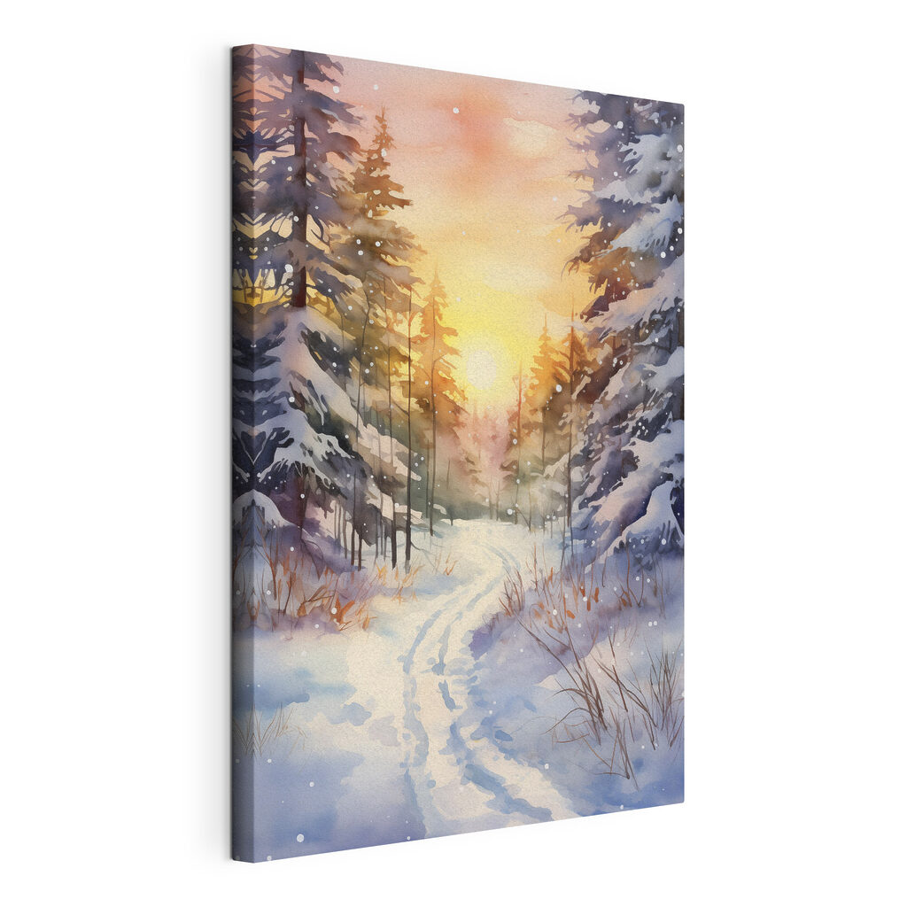 Watercolor painting of a snowy forest Watercolor painting of a snowy forest
