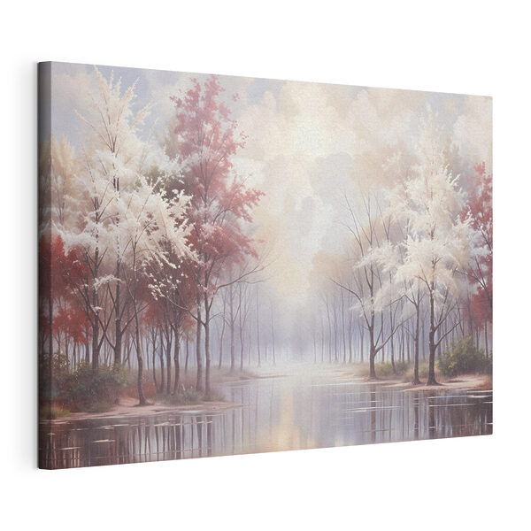 Wasserfläche mit Bäumen und bewölktem Himmel Wandbilder Wasserfläche mit Bäumen und bewölktem Himmel