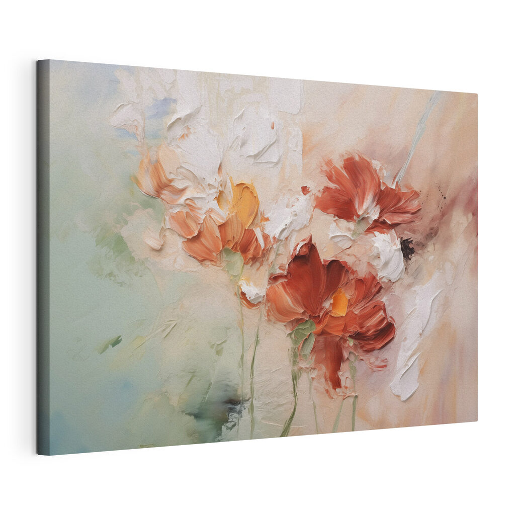 Painting of flowers on a canvas