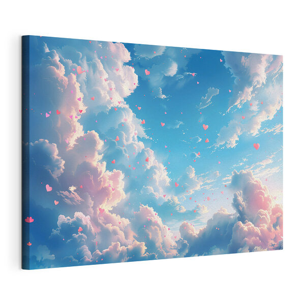 Wandbilder Wandbilder Blauer Himmel mit Wolken und rosa Herzen (Artikelnummer: s41864)