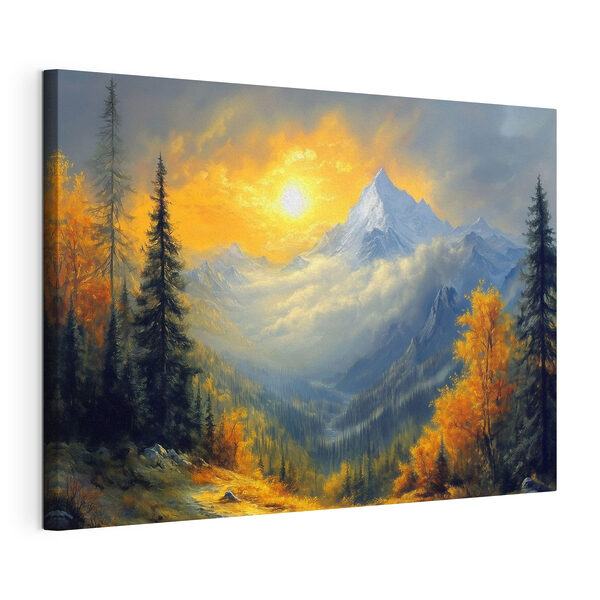 Berglandschaft mit Bäumen und Wolken Wandbilder Berglandschaft mit Bäumen und Wolken