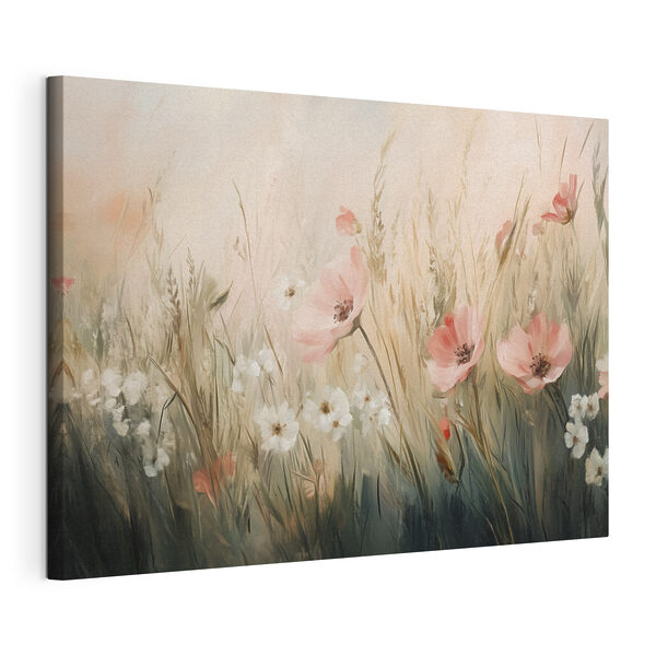 Wandbilder Gemälde von Blumen auf einem Feld