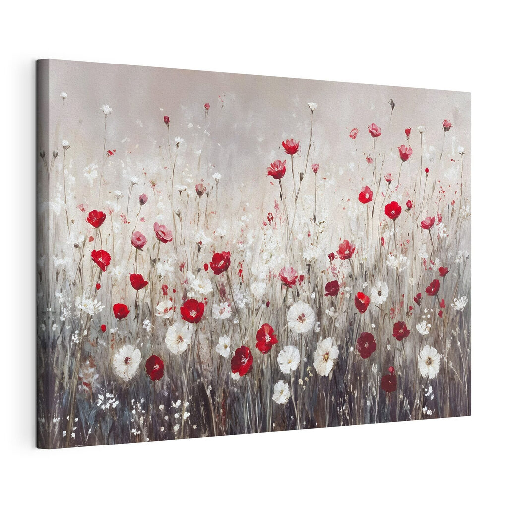 Painting of red and white flowers