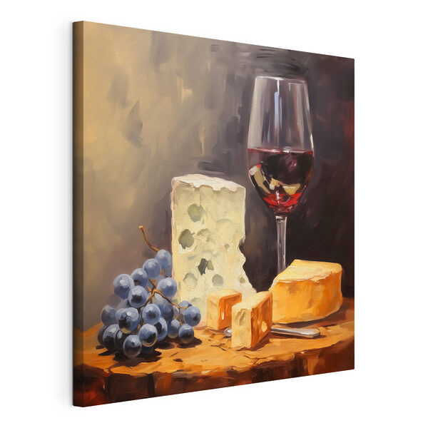 Glass of wine and cheese on a table Glass of wine and cheese on a table