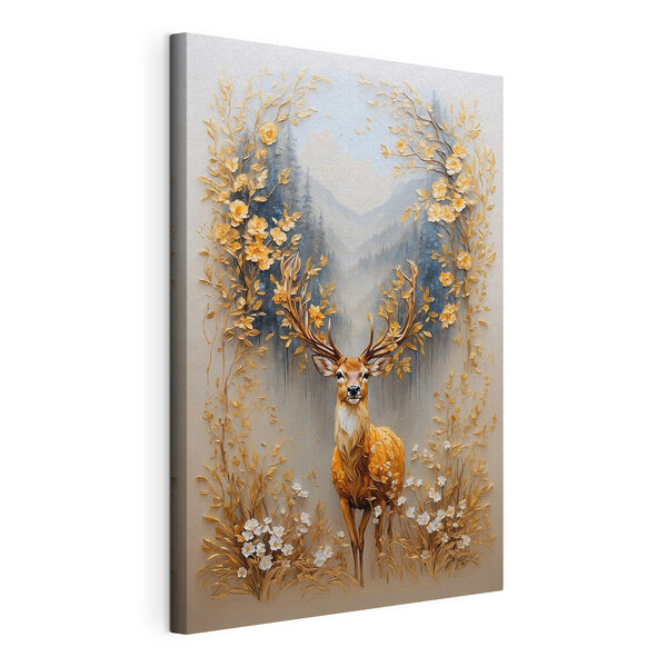 Wandbilder Gemälde eines Hirsches mit Blumen und Bergen (Artikelnummer: s42252) Wandbilder Wandbilder Gemälde eines Hirsches mit Blumen und Bergen (Artikelnummer: s42252)