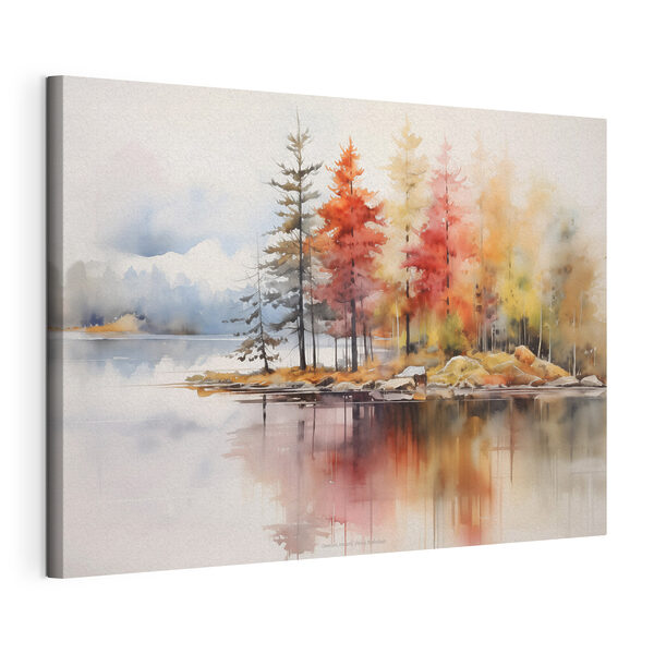 Wandbilder Aquarellmalerei von Bäumen und Felsen an einem See (Artikelnummer: s42727) Wandbilder Wandbilder Aquarellmalerei von Bäumen und Felsen an einem See (Artikelnummer: s42727)