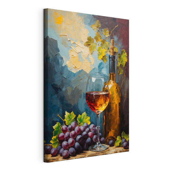 Gemälde einer Weinflasche und eines Glases Wein Wandbilder Gemälde einer Weinflasche und eines Glases Wein