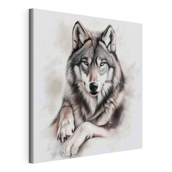 Wolf liegt und schaut in die Kamera Wandbilder Wolf liegt und schaut in die Kamera