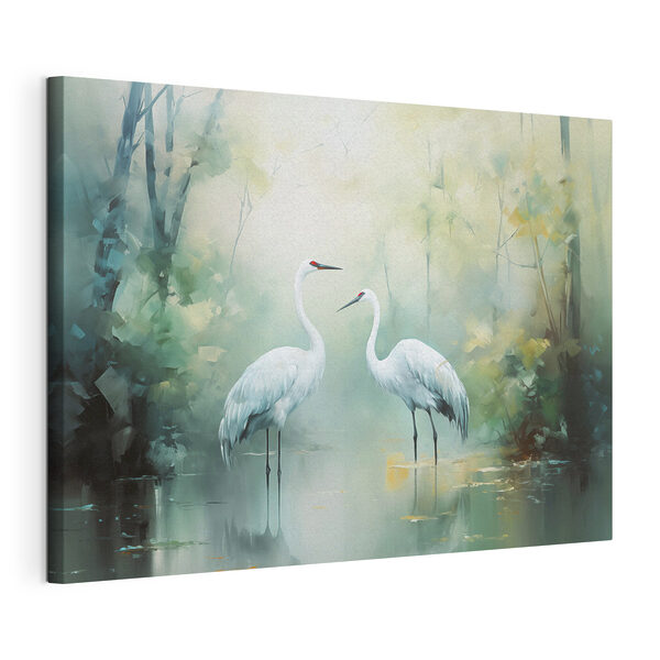 Wandbilder Wandbilder Ein paar weiße Vögel in einem Teich (Artikelnummer: s43166)