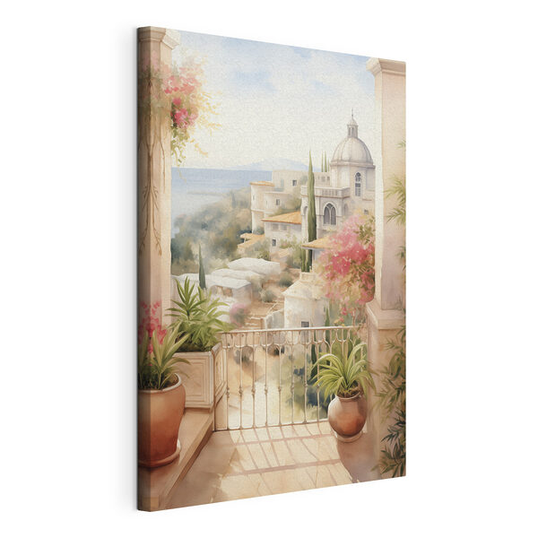 Aquarell eines Balkons mit Blick auf eine Stadt Wandbilder Aquarell eines Balkons mit Blick auf eine Stadt
