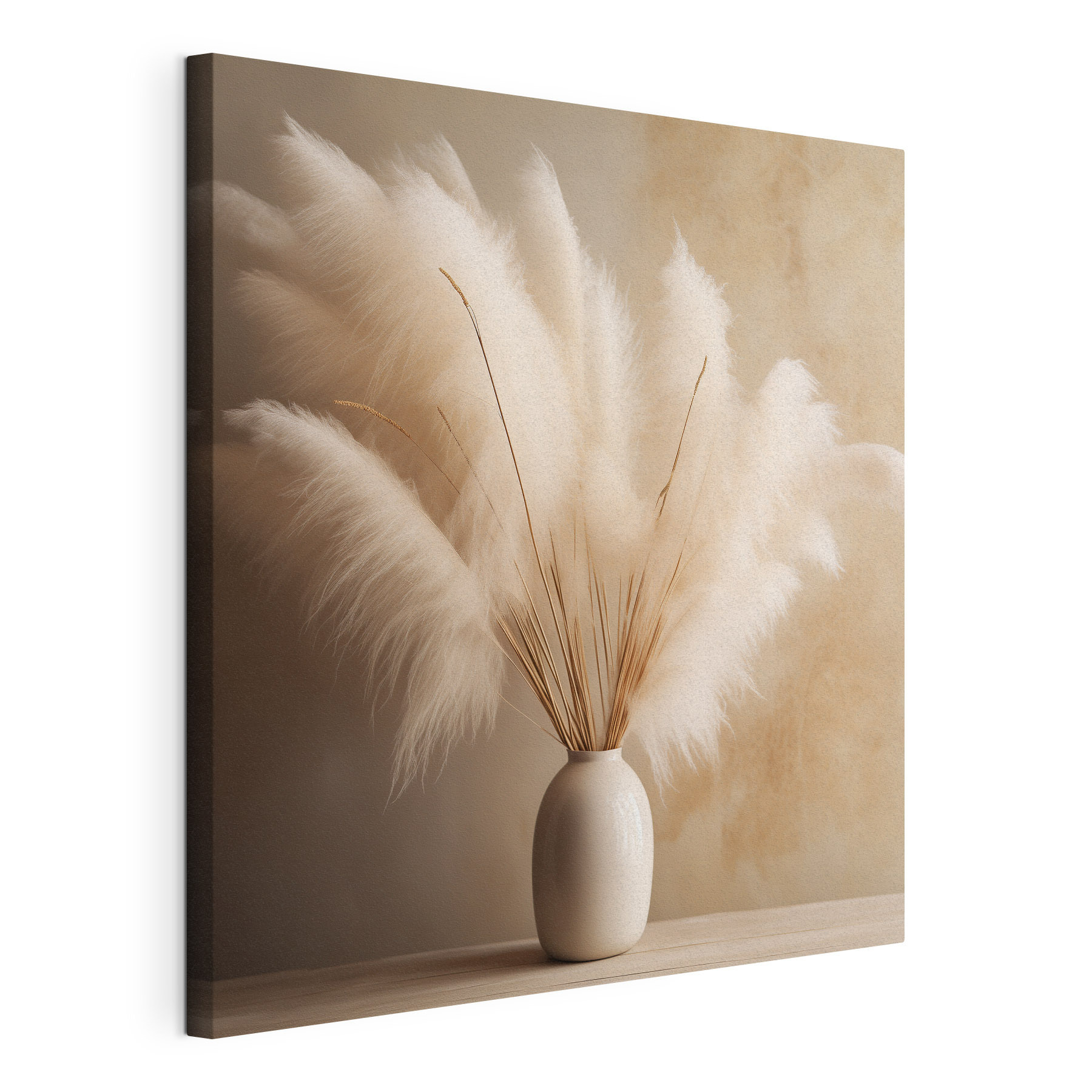 White vase with fluffy flowers