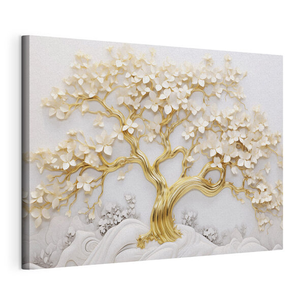 Baum mit weißen Blättern und Blüten Wandbilder Baum mit weißen Blättern und Blüten