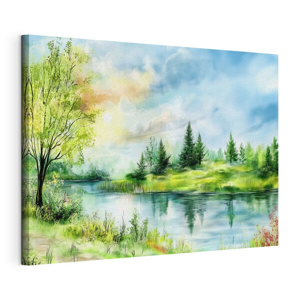 Wandbilder Aquarellmalerei eines Sees mit Bäumen und Gras (Artikelnummer: s43923) Wandbilder Wandbilder Aquarellmalerei eines Sees mit Bäumen und Gras (Artikelnummer: s43923)