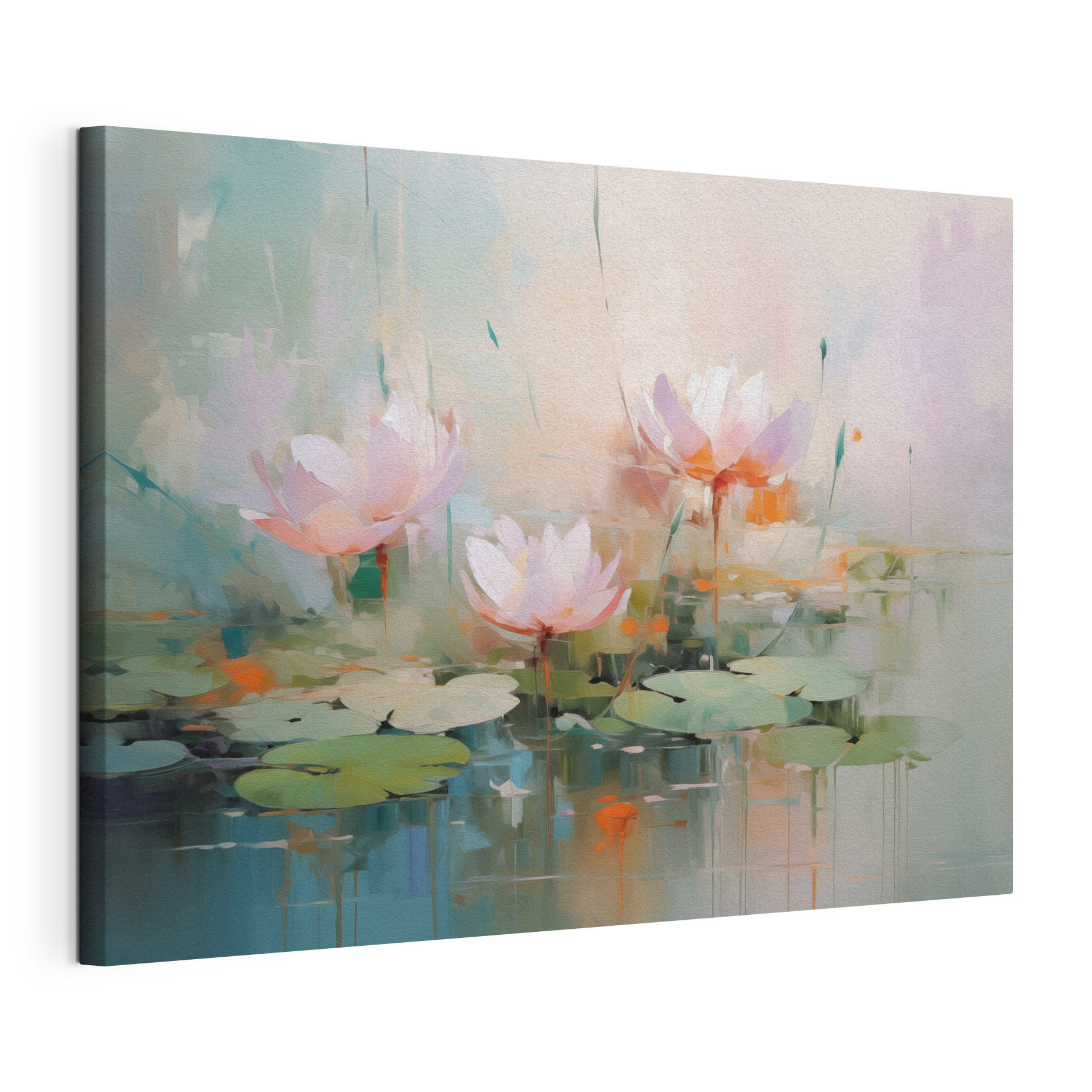 Painting of flowers on water Painting of flowers on water